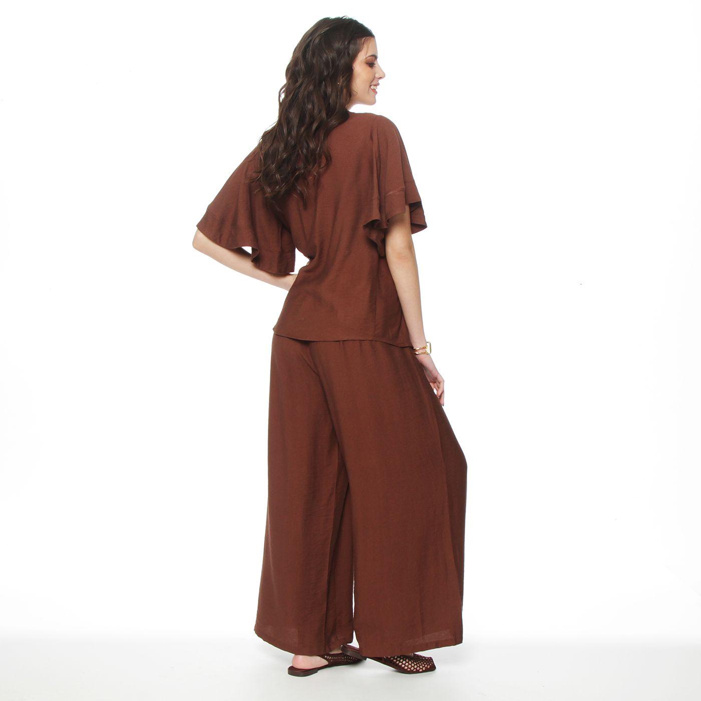 Pantalon Wide Leg Tiro Alto Pretina Basica 1 Boton-5
