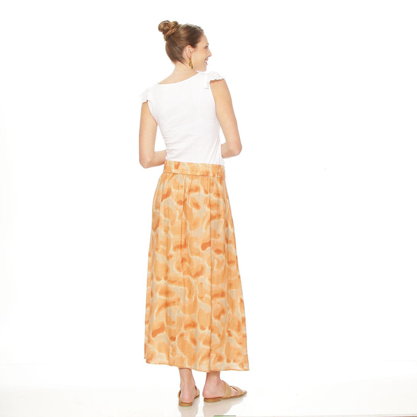 Falda Lino Estampado Con  Lazo En La Cintura-6