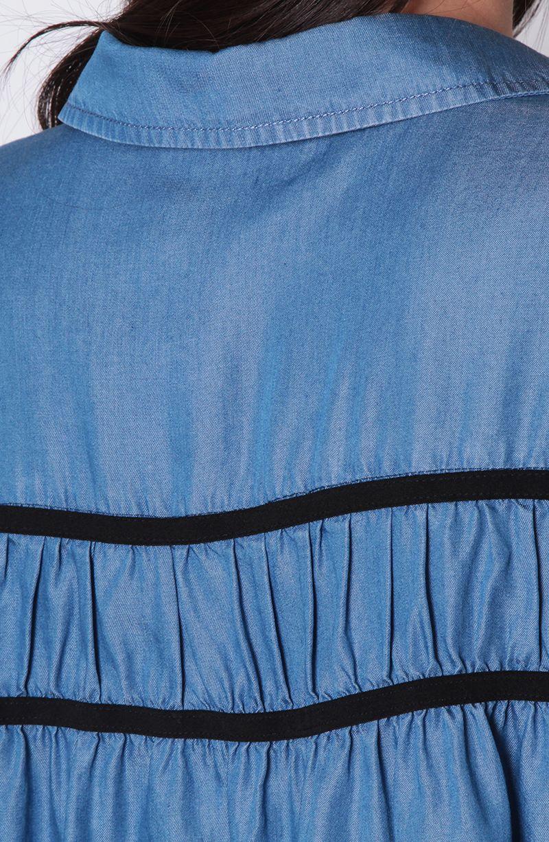Blusa Manga 3/4 Lyocell Abotonada En Delantero Con Recogido-3
