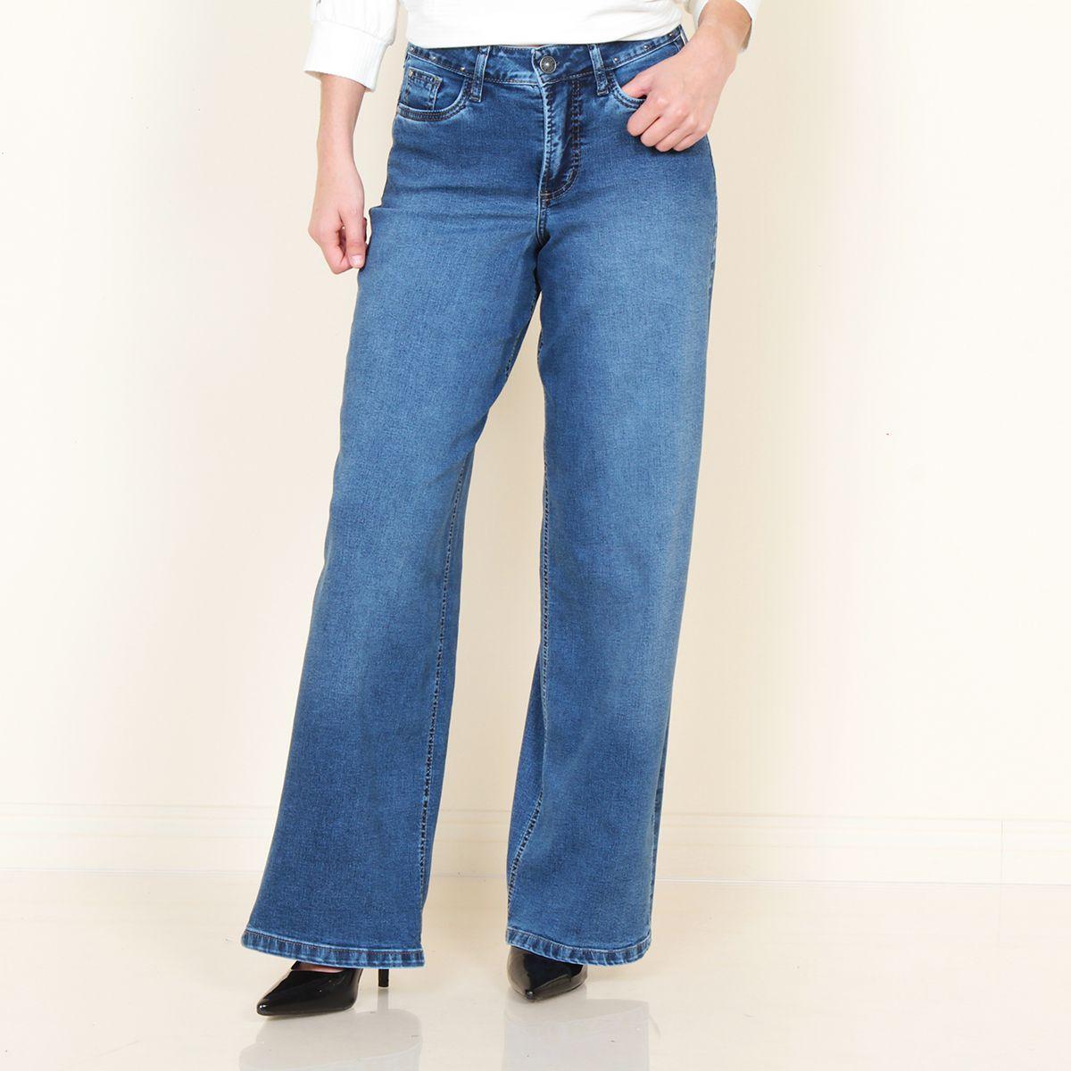 Jeans Recto Tiro Alto Pretina 1 Boton Push Up Cinturon Denim-0