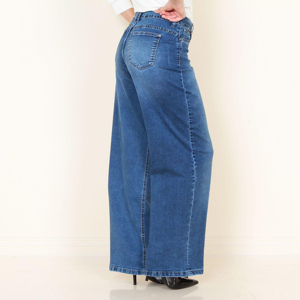 Jeans Recto Tiro Alto Pretina 1 Boton Push Up Cinturon Denim-4