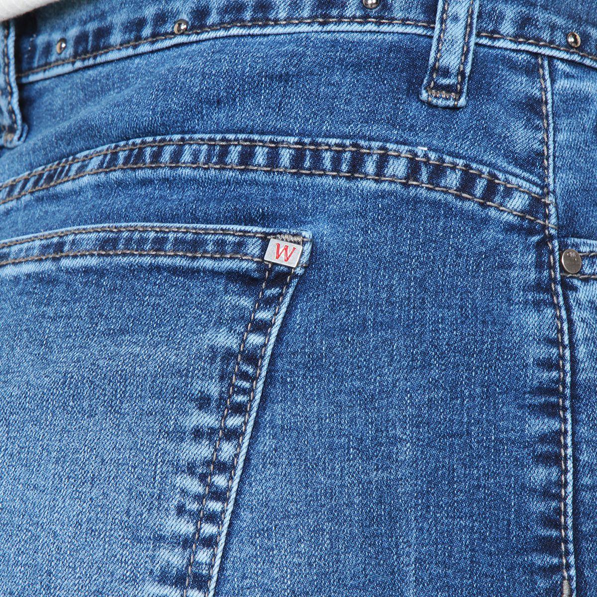 Jeans Recto Tiro Alto Pretina 1 Boton Push Up Cinturon Denim-5