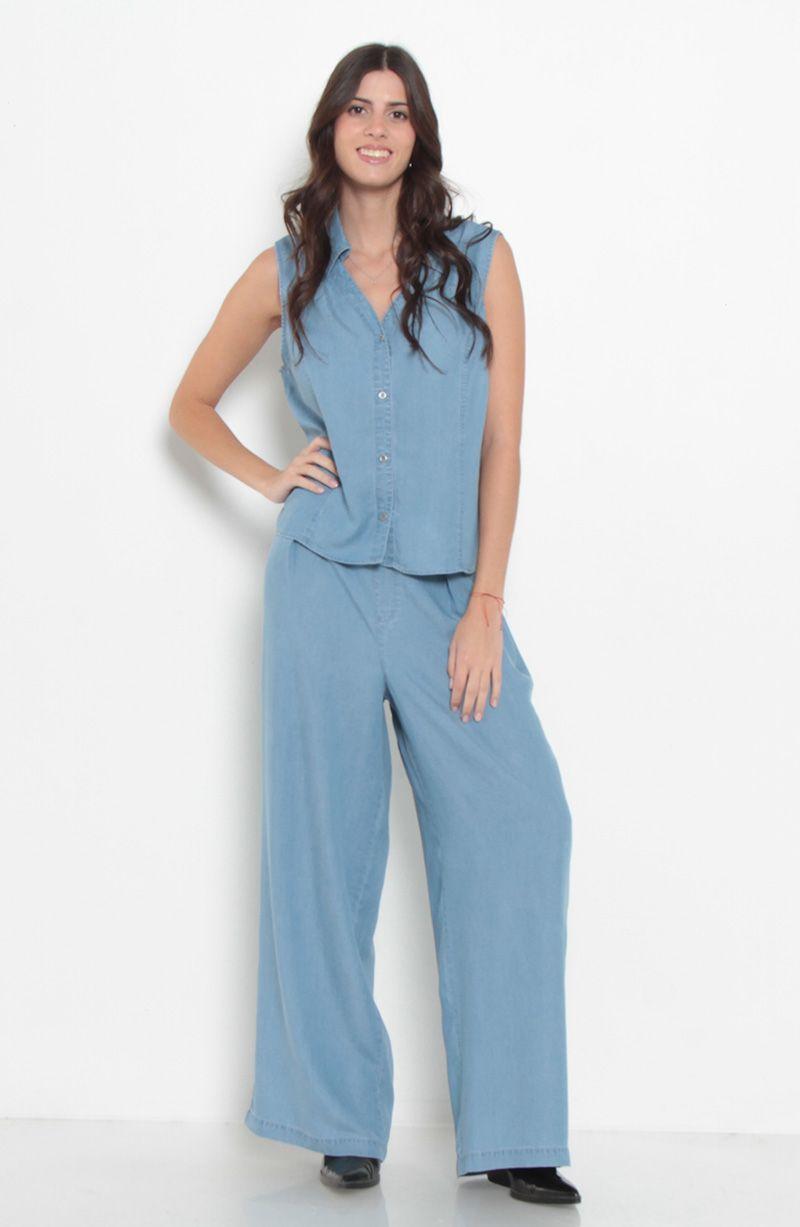 Conjunto Lyocell Blusa Sin Manga Y Pantalon-1