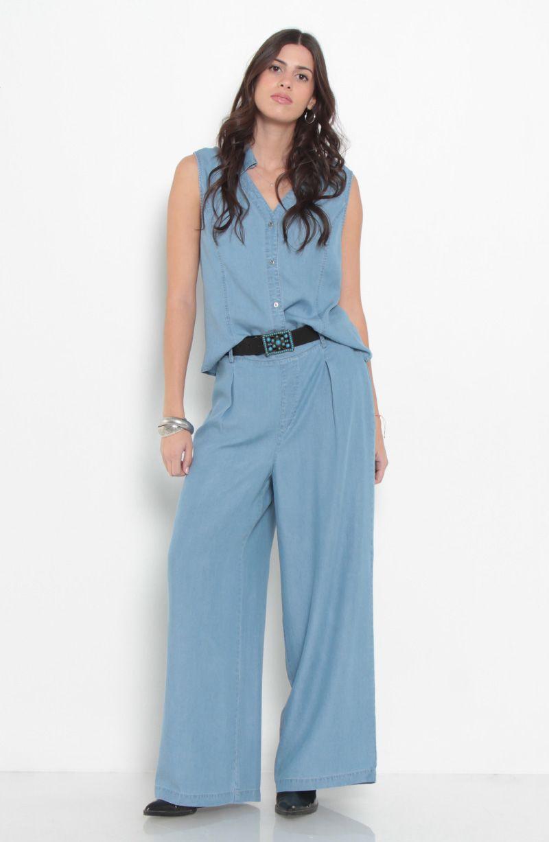 Conjunto Lyocell Blusa Sin Manga Y Pantalon-6
