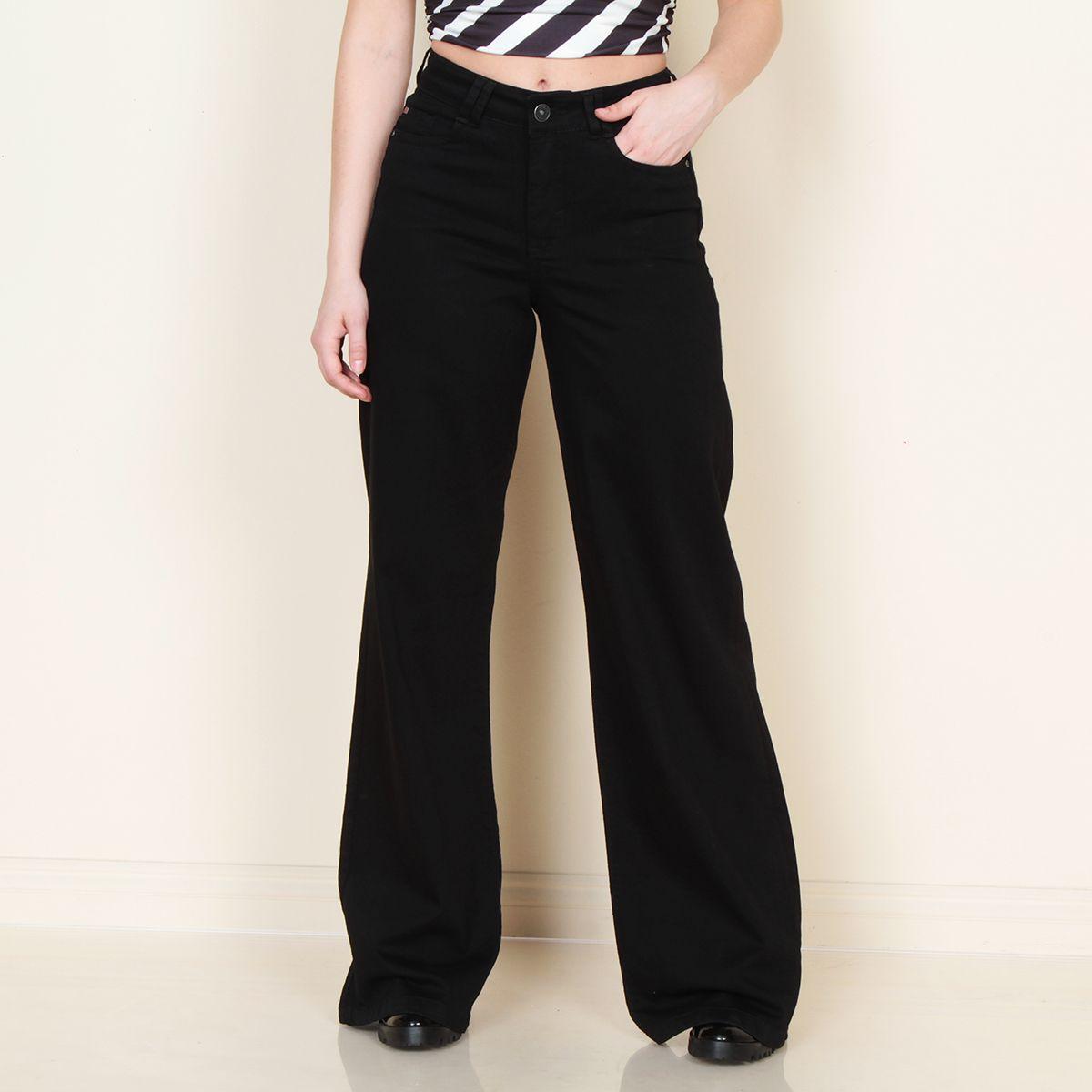 Jeand Wide Leg Tiro Alto Pretina 1 Boton Push Up-1