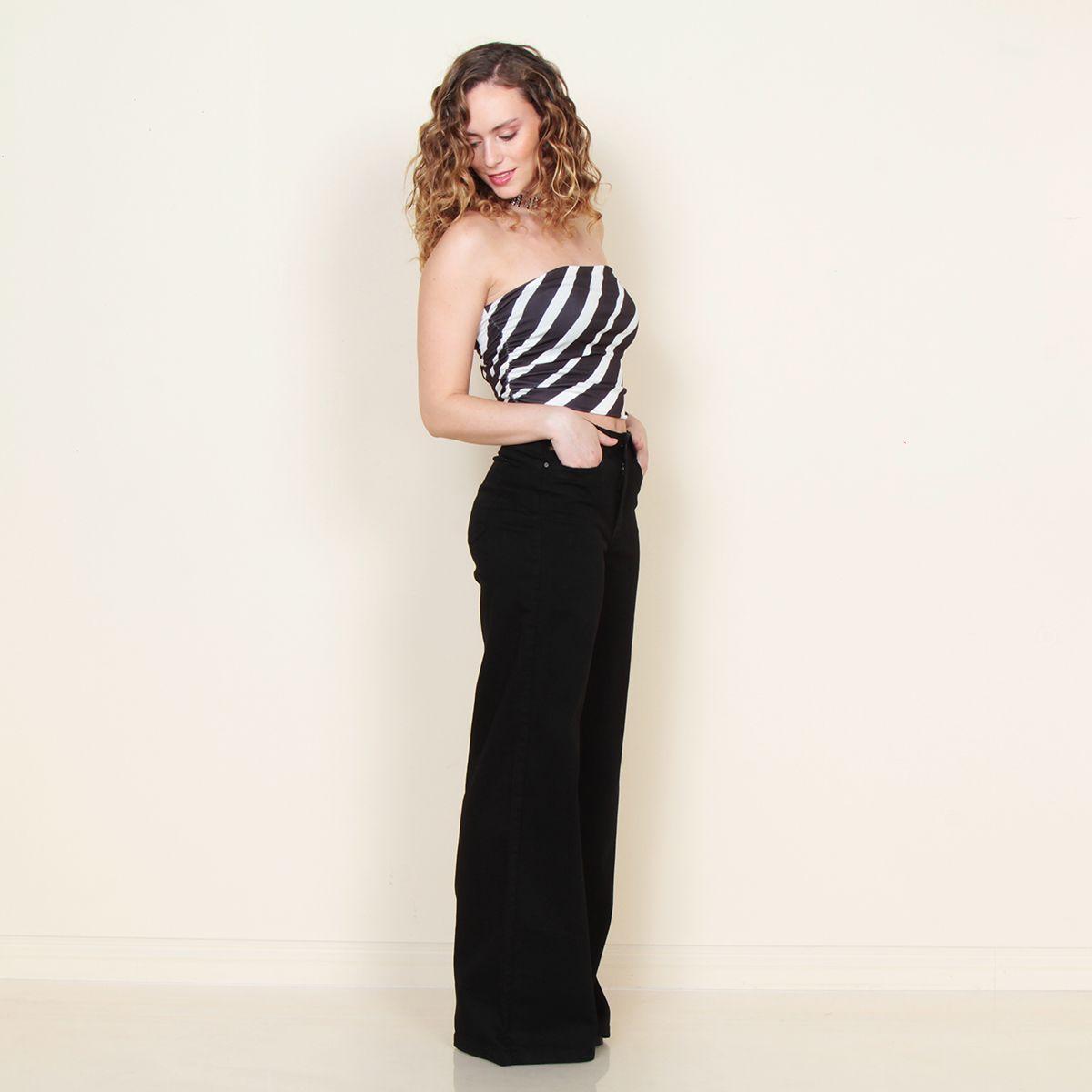 Jeand Wide Leg Tiro Alto Pretina 1 Boton Push Up-5