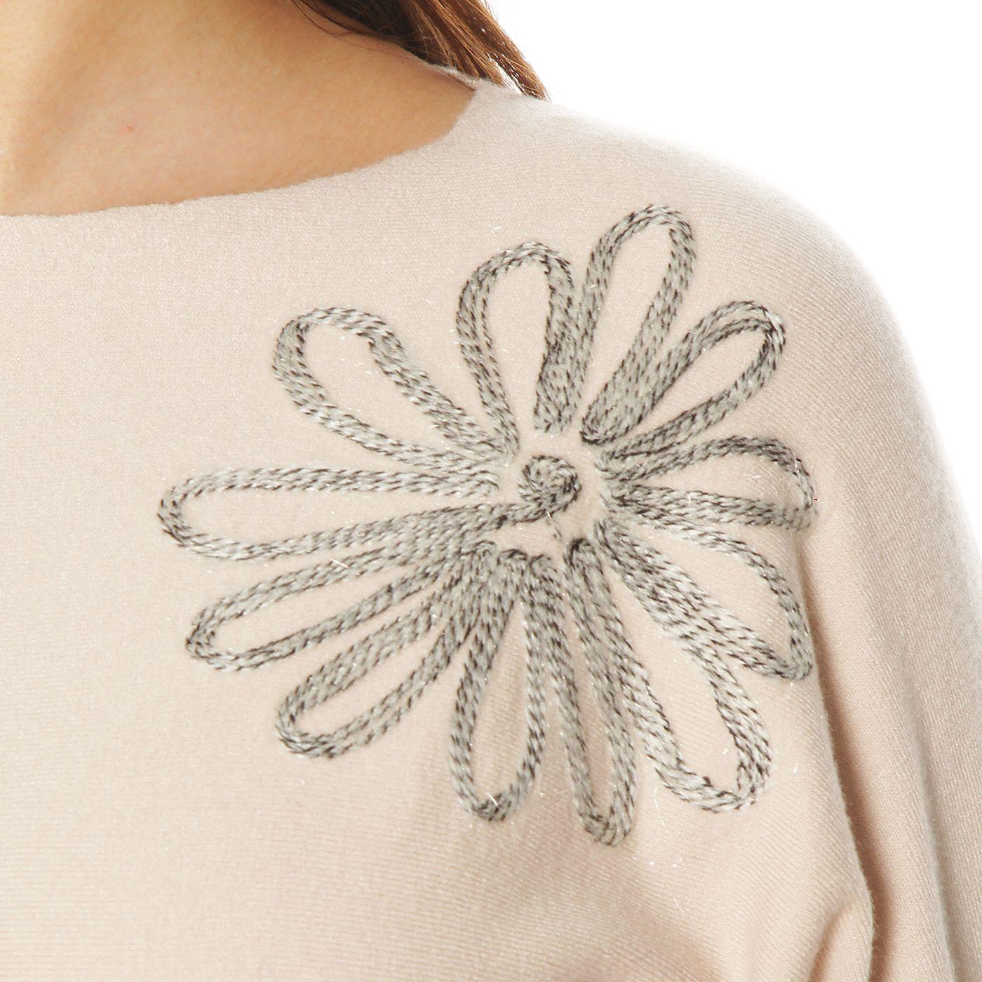 Sweater Manga 3/4  Bordado Escote Redondo-8