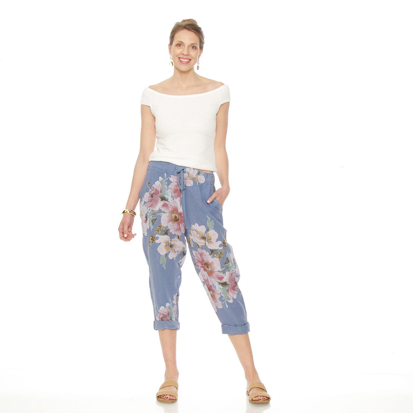 Pantalon Lino Estampado Tiro  Alto Pretina Elasticada-4