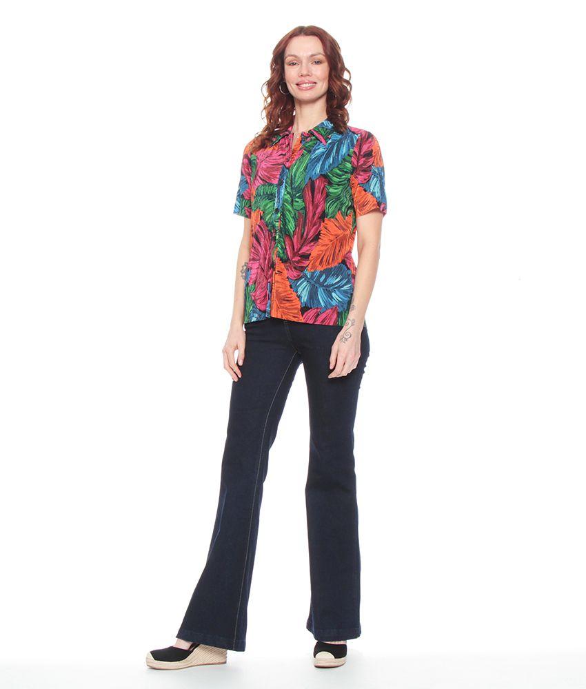 BLUSA MANGA CORTA PLISADA ESTAMPADO HOJAS-1