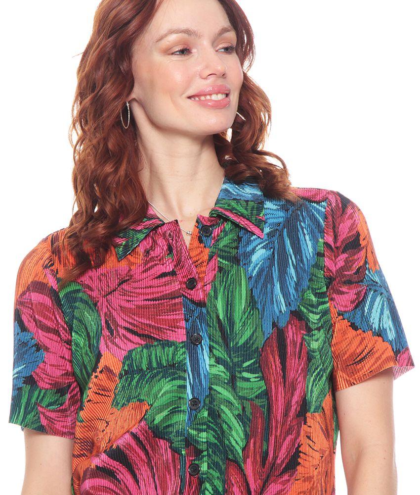 BLUSA MANGA CORTA PLISADA ESTAMPADO HOJAS-2