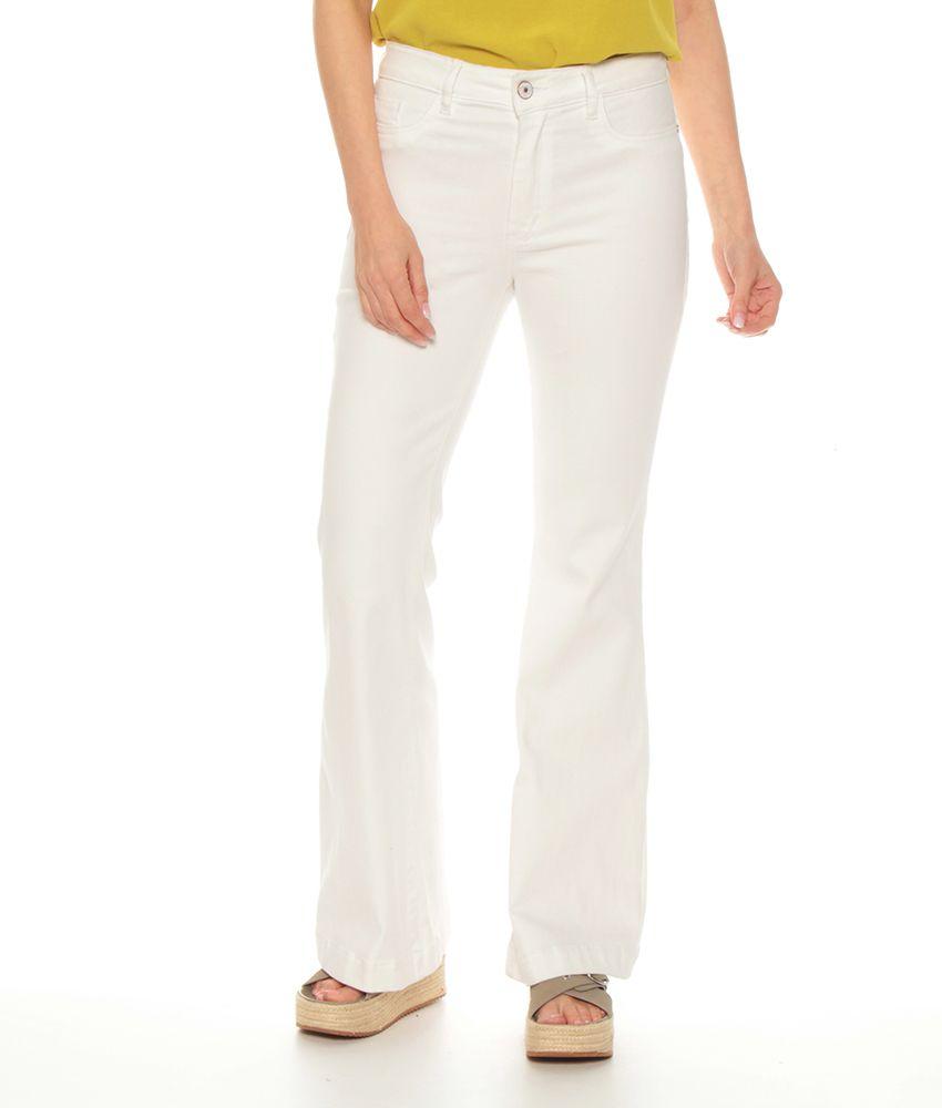 Jeans Flare Tiro Medio Push In Push Up Pretina Basica Un Boton-0