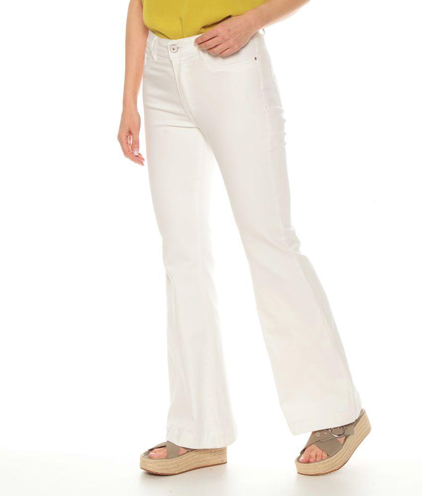 Jeans Flare Tiro Medio Push In Push Up Pretina Basica Un Boton-1