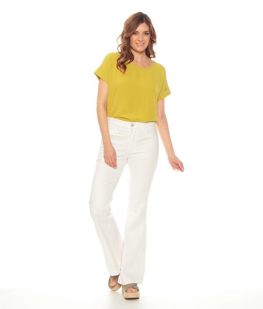 Jeans Flare Tiro Medio Push In Push Up Pretina Basica Un Boton-4