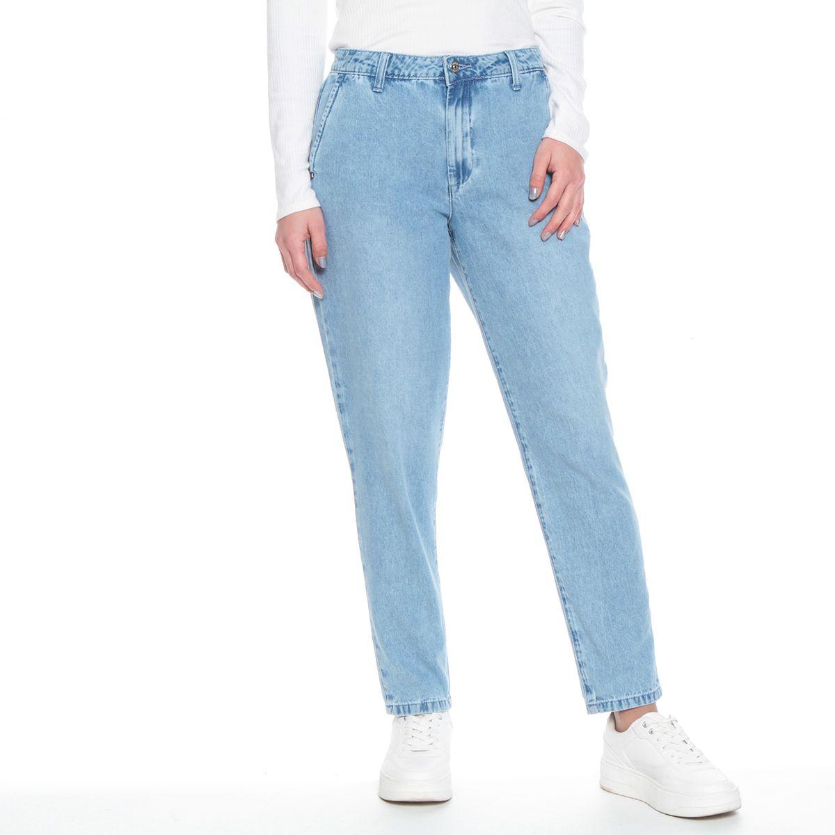 Jeans Recto Tiro Alto Pretina Basica Un Boton Con Bolsillo Argentino-0