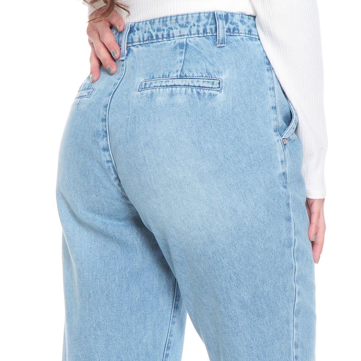 Jeans Recto Tiro Alto Pretina Basica Un Boton Con Bolsillo Argentino-4