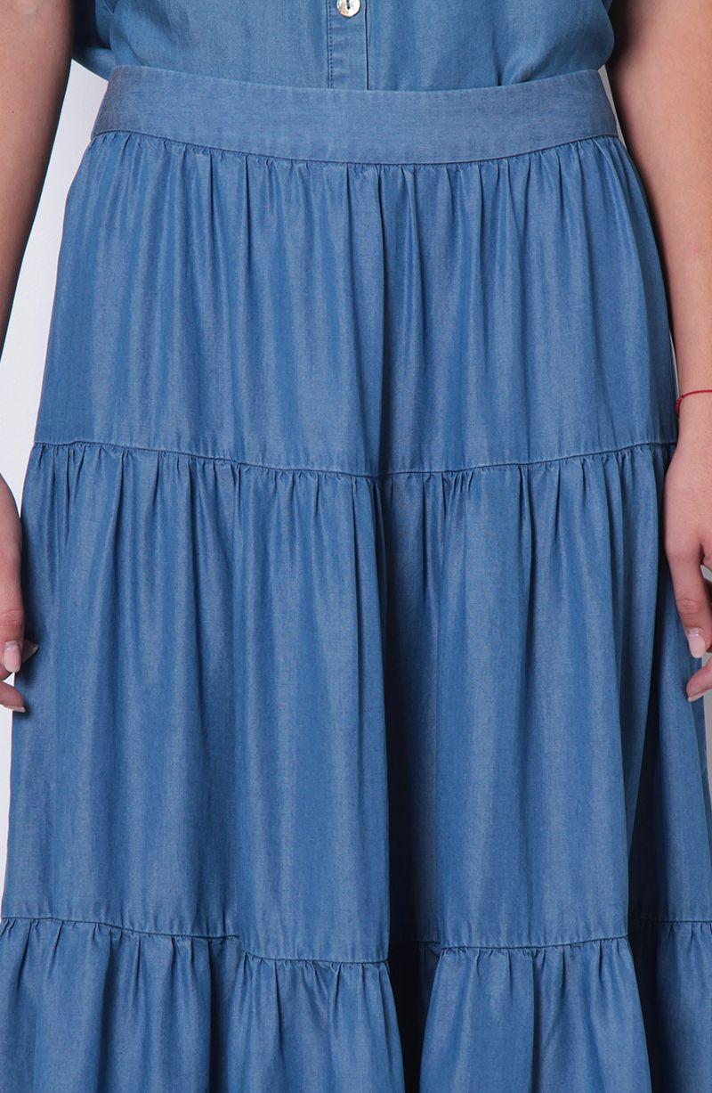 Falda Tencel Con Cortes Y Cintura Elasticada-2