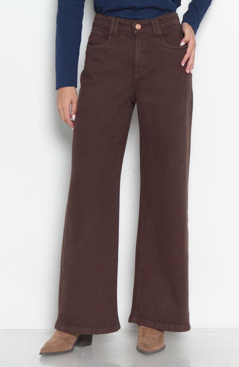 Jeans Wide Tiro Medio Pretina   Un Boton-0