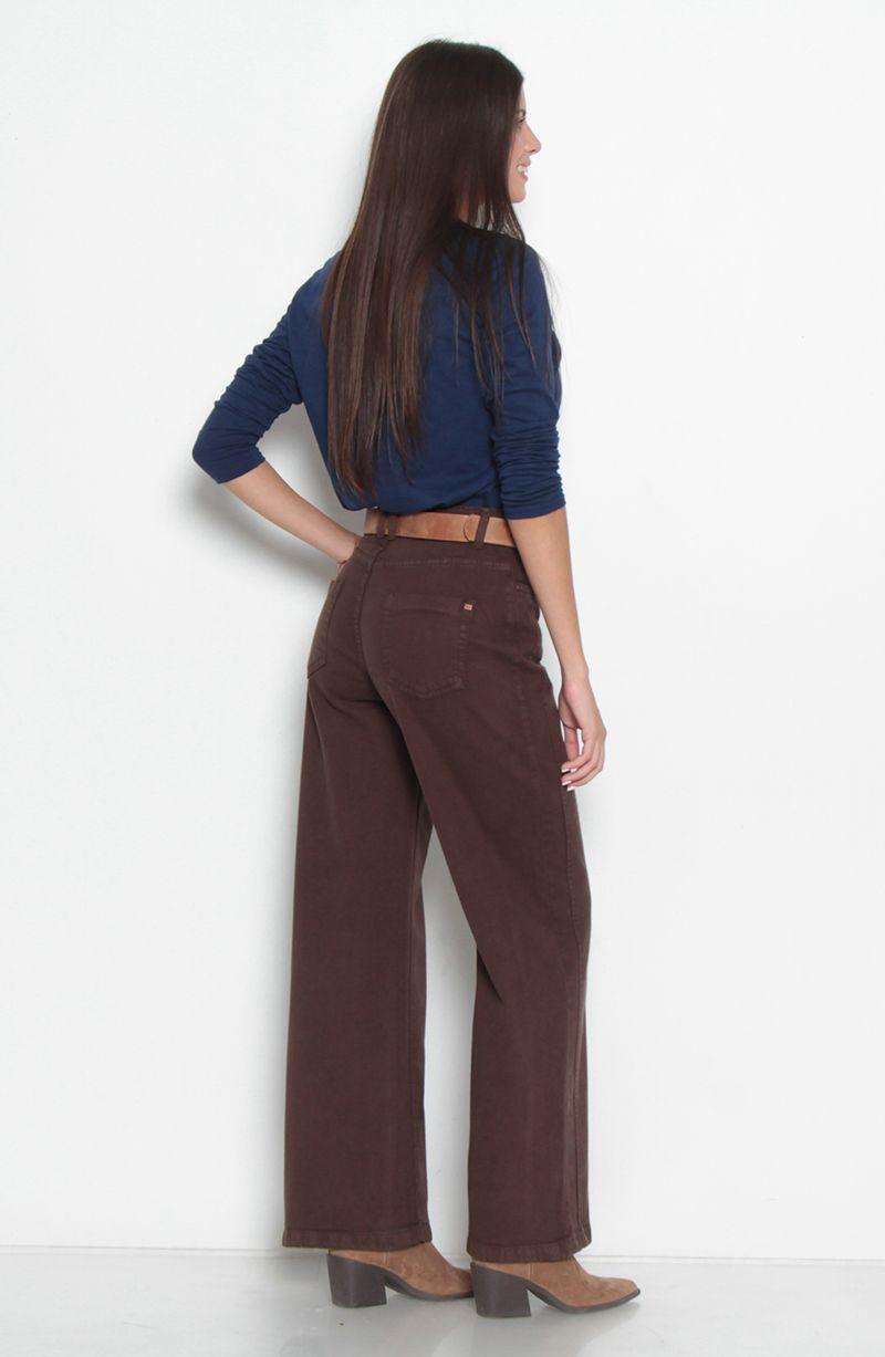 Jeans Wide Tiro Medio Pretina   Un Boton-8