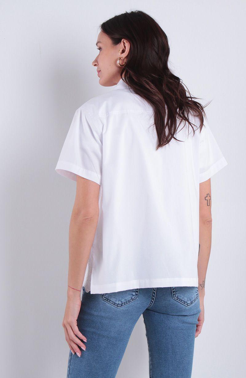 Blusa Manga Corta Con Bordado En Ruedo Abotonda En Delantero-3
