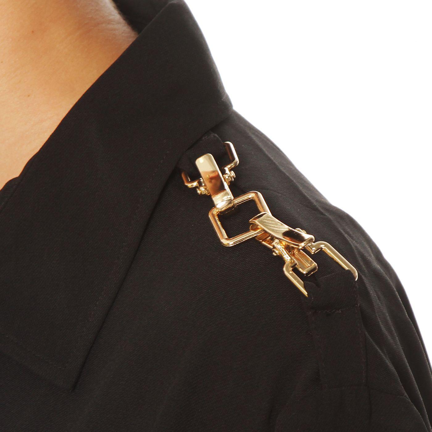 Blusa Manga Larga Abotonada En Delantero Con  Bolsillo-2