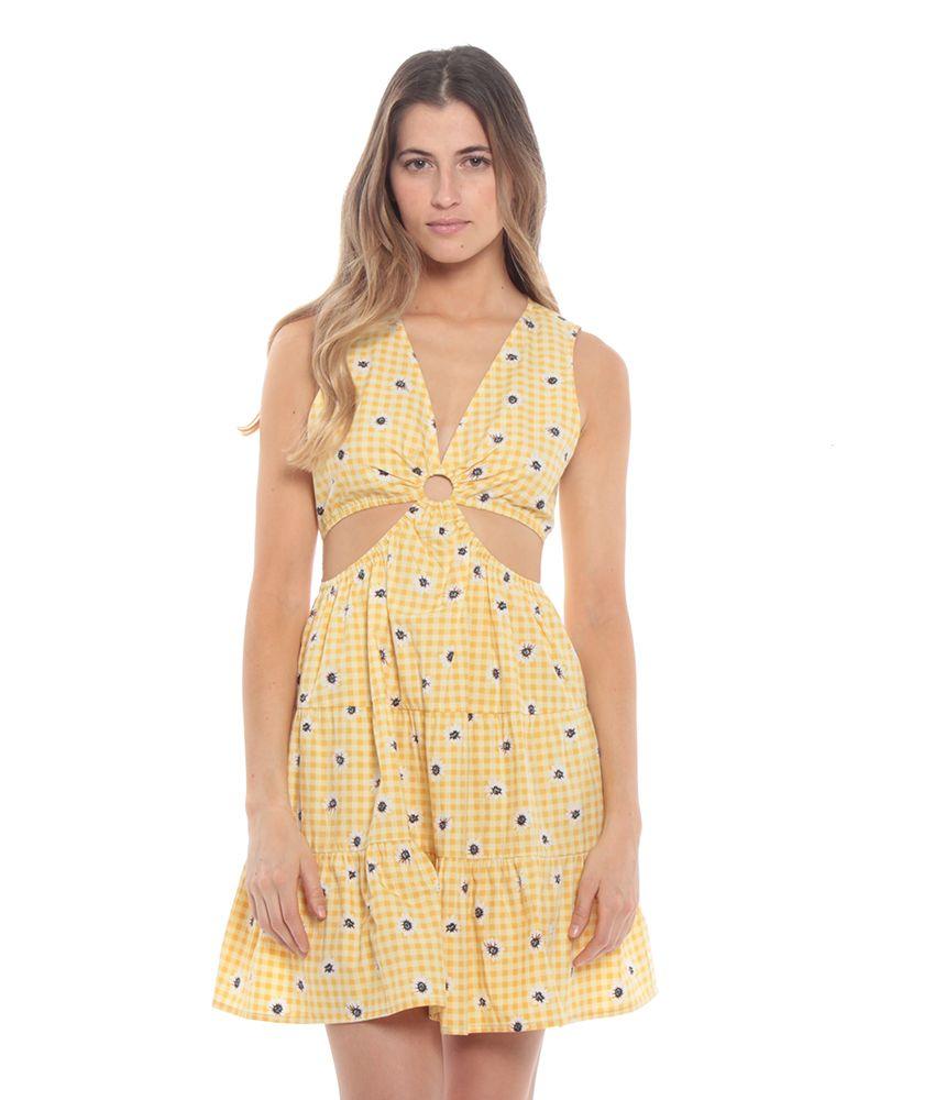 Vestido Estampado Sin Manga Con Abertura En Delantero-5