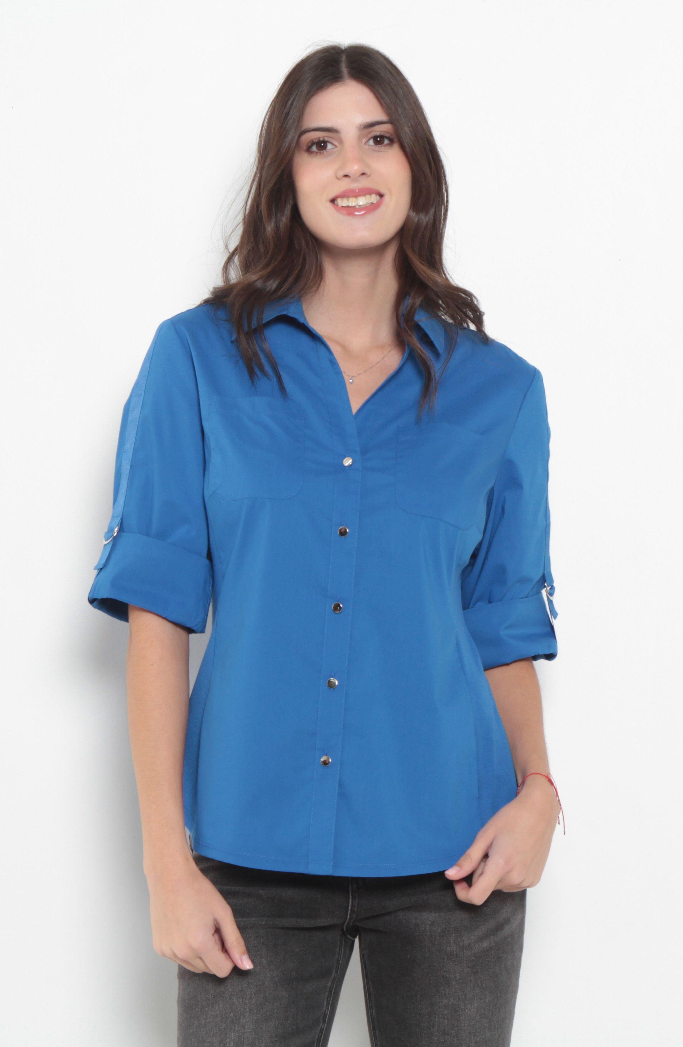 Blusa Manga 3/4 Escote V Con Bolsillos-0