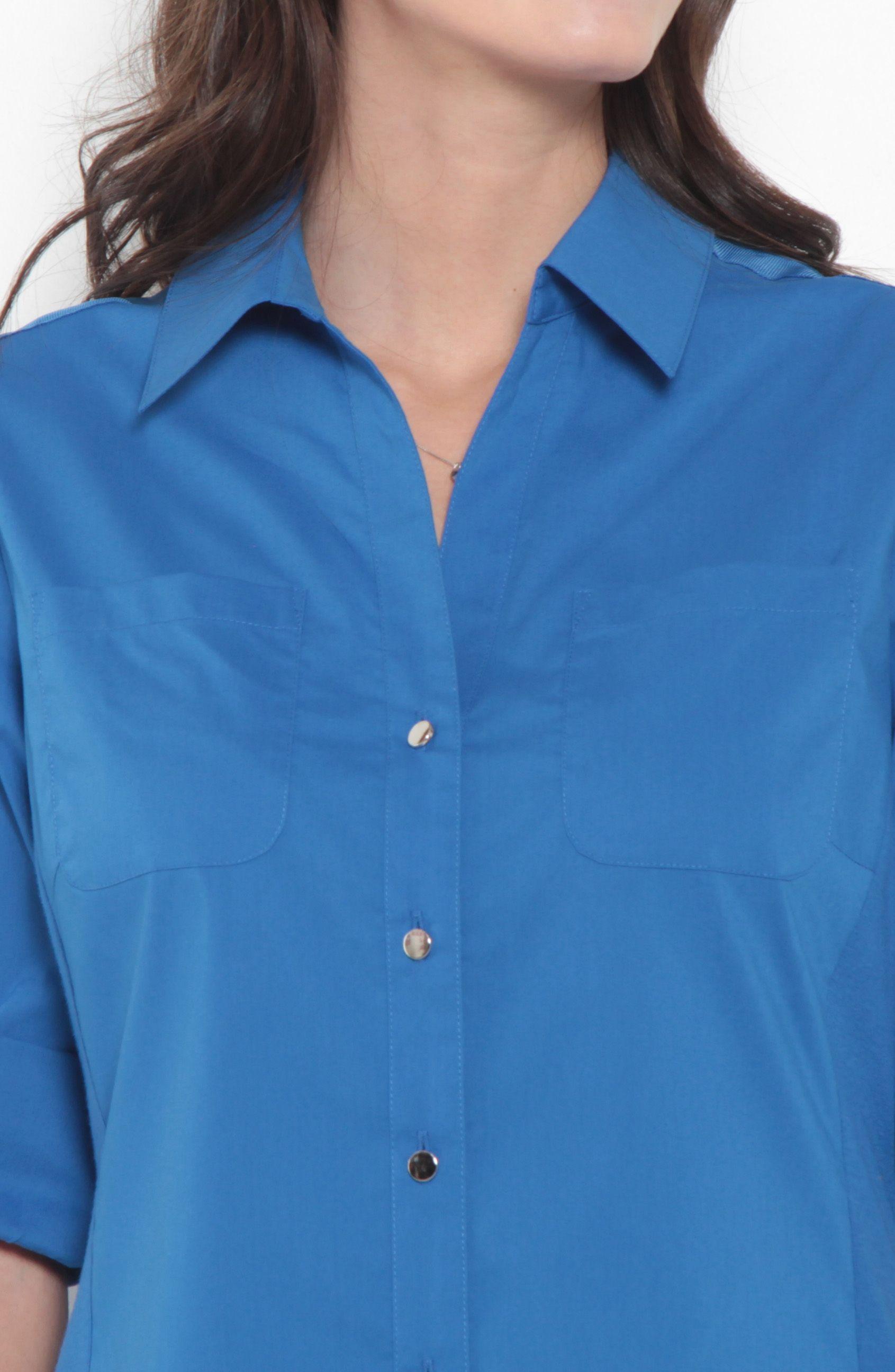 Blusa Manga 3/4 Escote V Con Bolsillos-1