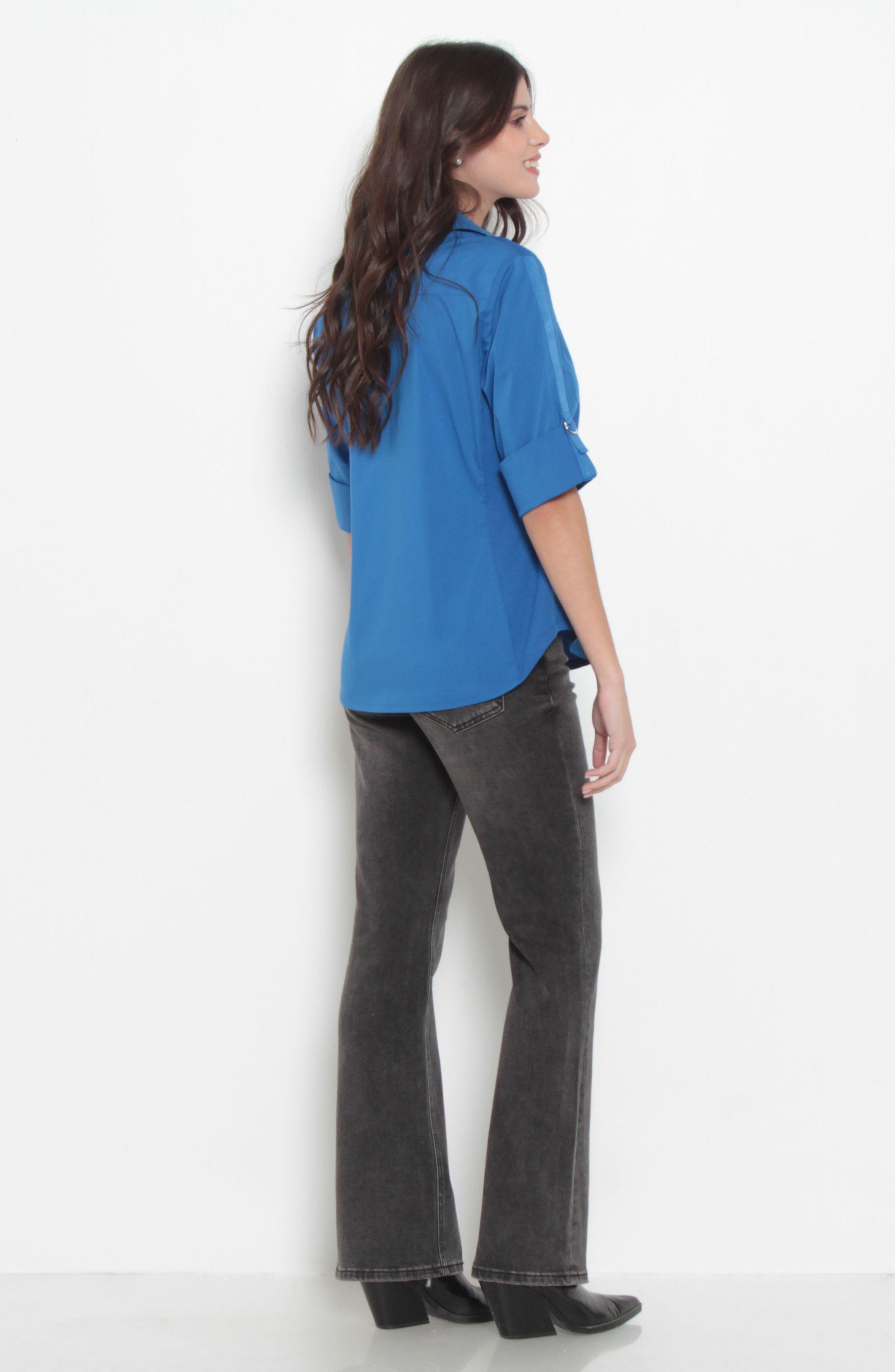 Blusa Manga 3/4 Escote V Con Bolsillos-3