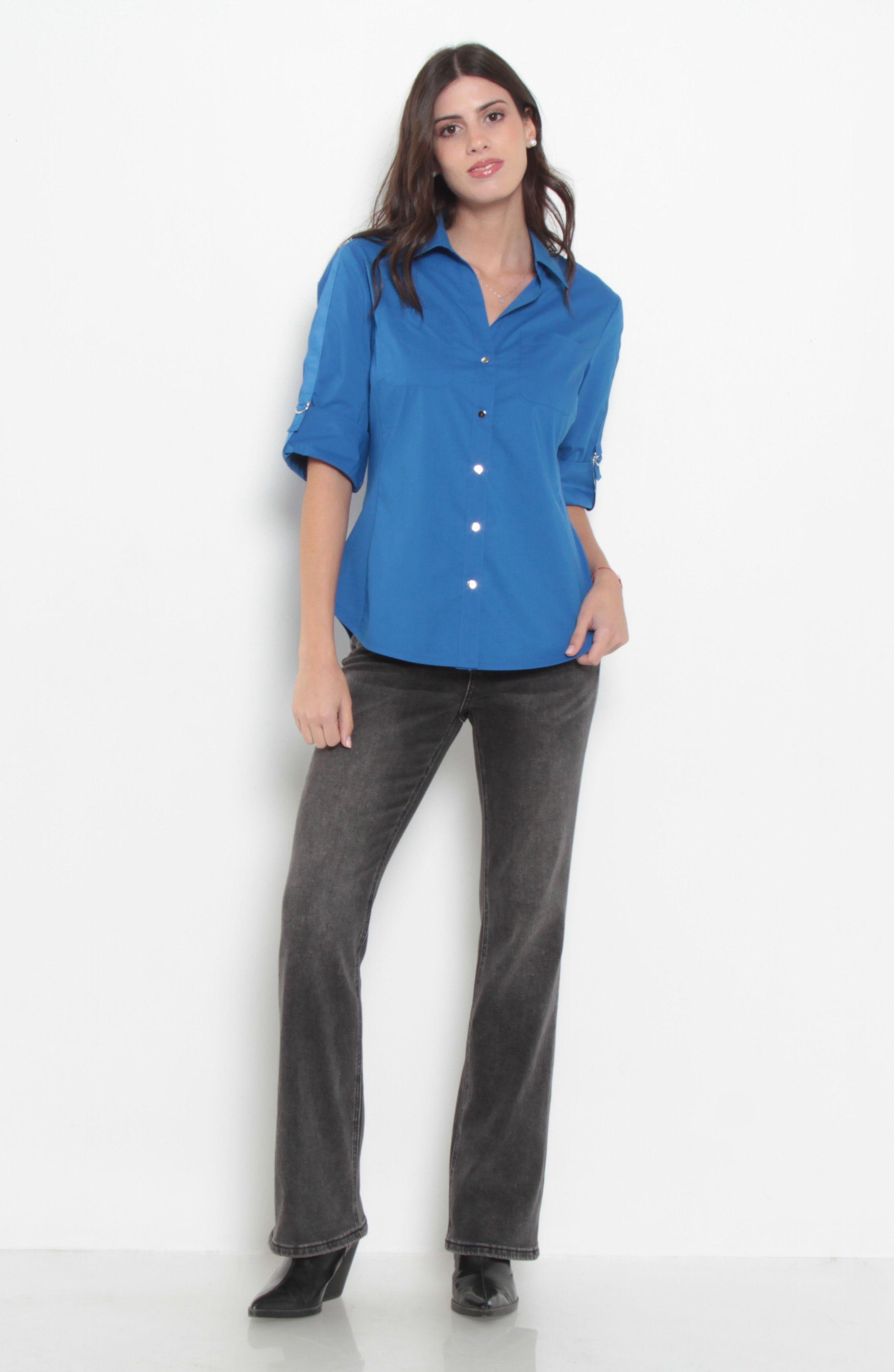 Blusa Manga 3/4 Escote V Con Bolsillos-4