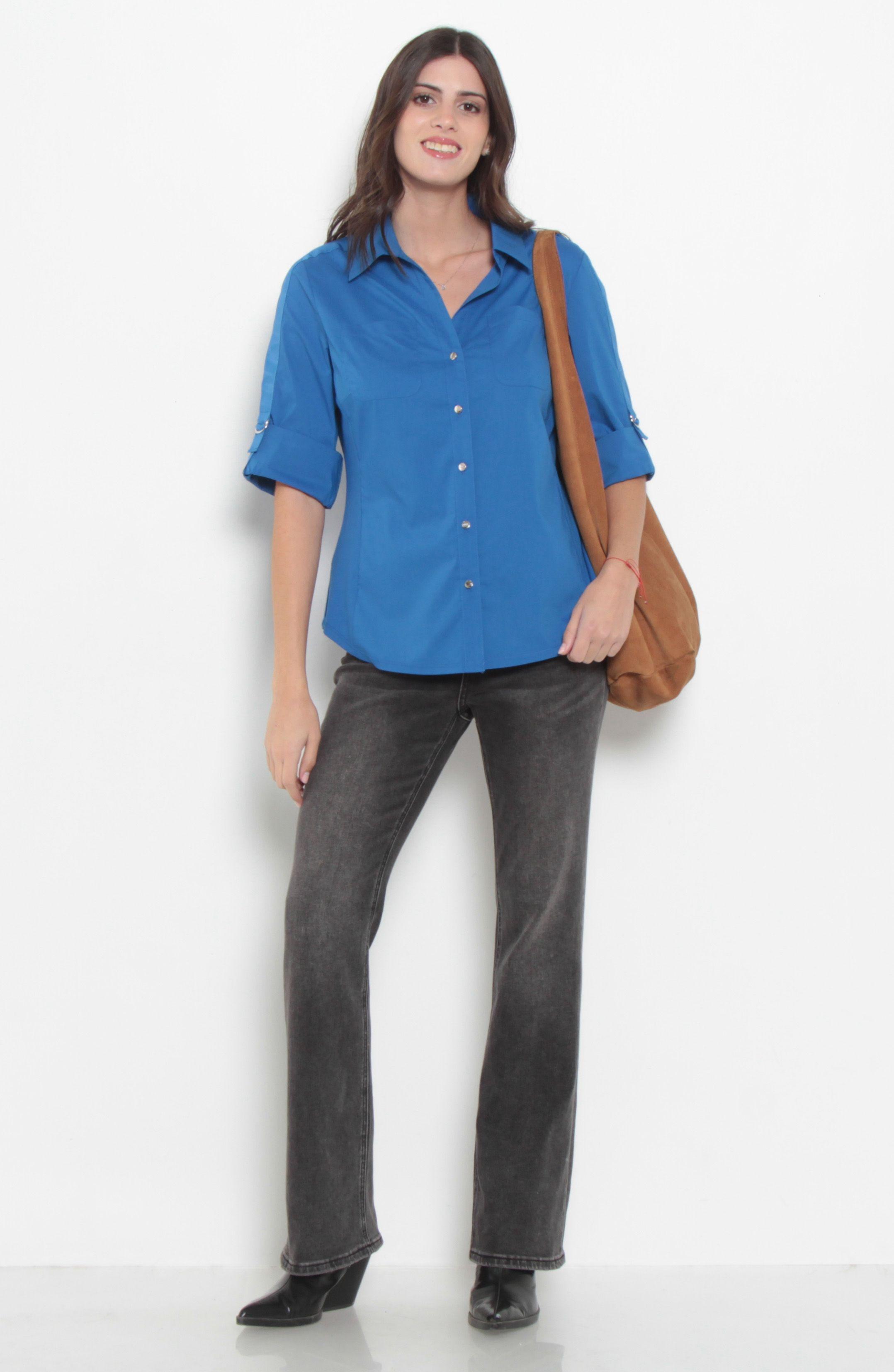 Blusa Manga 3/4 Escote V Con Bolsillos-6
