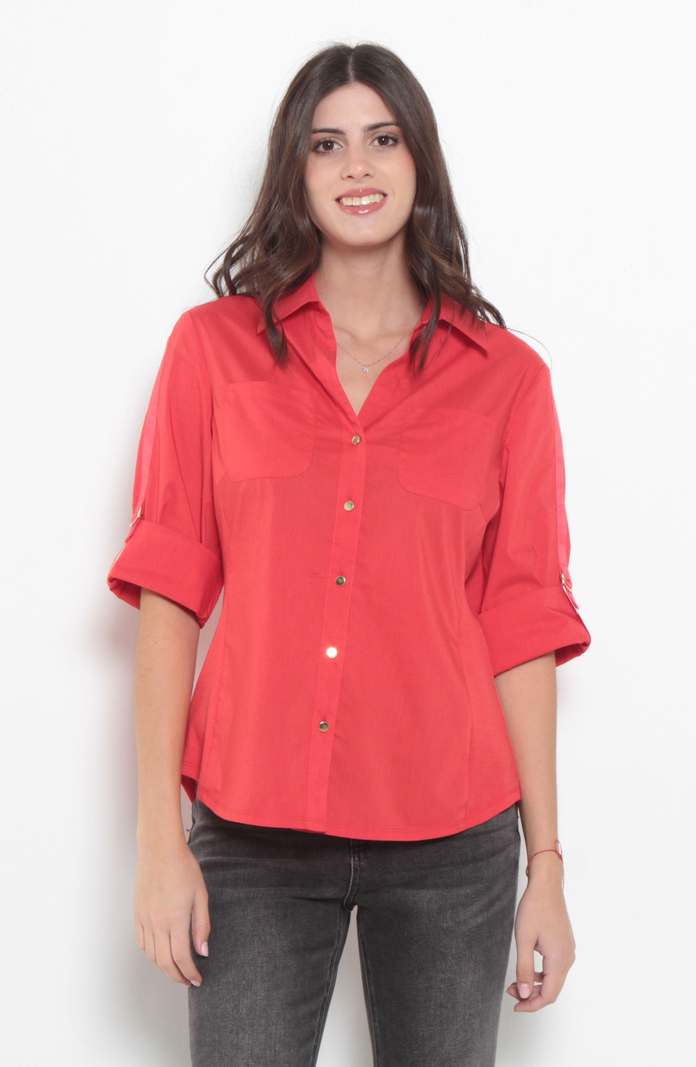 Blusa Manga 3/4 Escote V Con Bolsillos-0