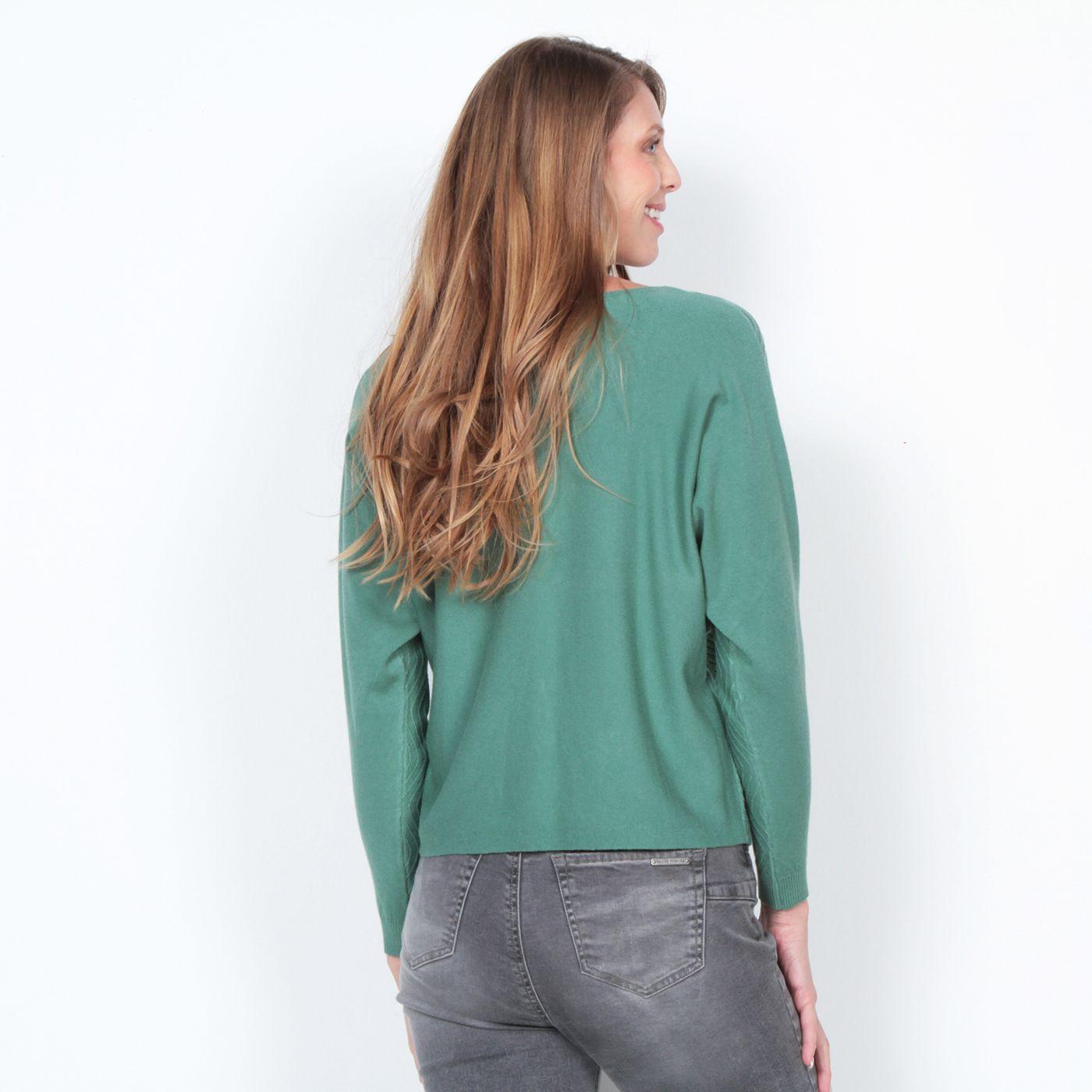 Sweater Manga Larga Solido Escote Bote-5