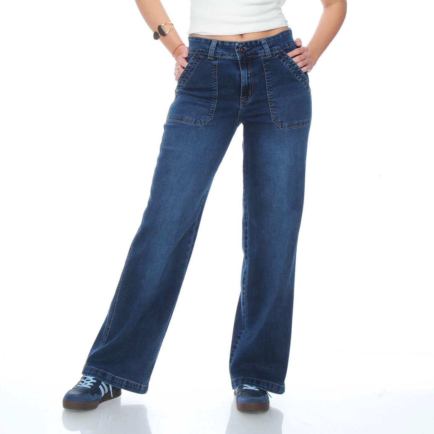 Jeans Cargo Recto Tiro Alto Push Up Pretina 1 Boton-0