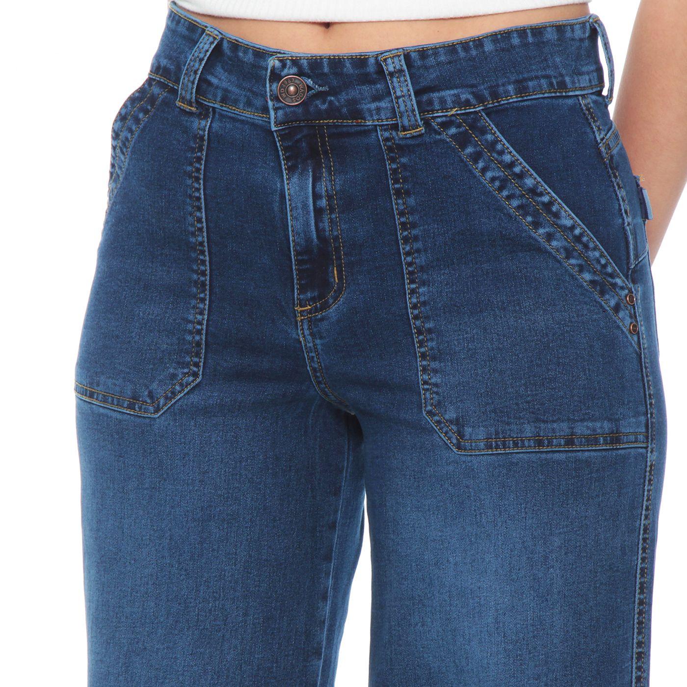 Jeans Cargo Recto Tiro Alto Push Up Pretina 1 Boton-2