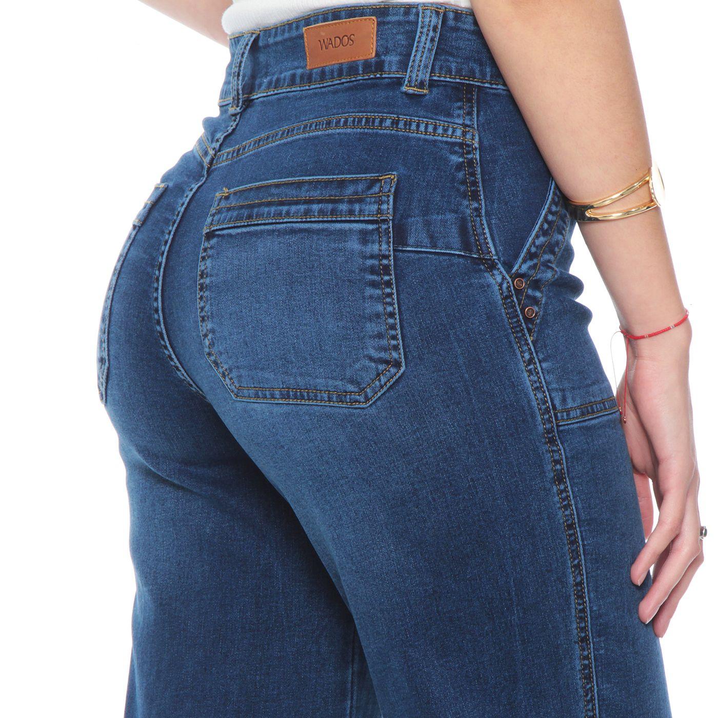 Jeans Cargo Recto Tiro Alto Push Up Pretina 1 Boton-5
