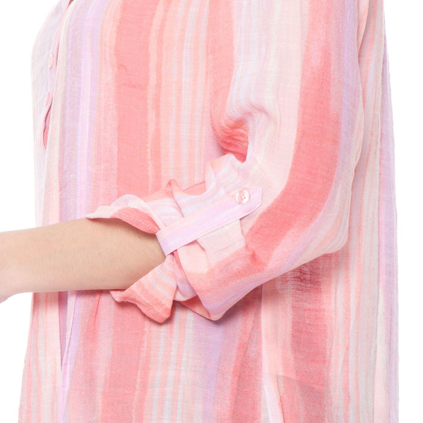 Blusa Manga Larga Listada Escote Mao-2
