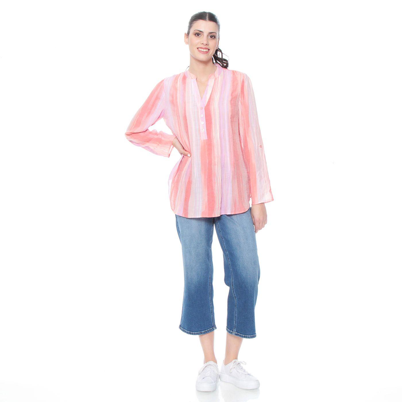 Blusa Manga Larga Listada Escote Mao-3