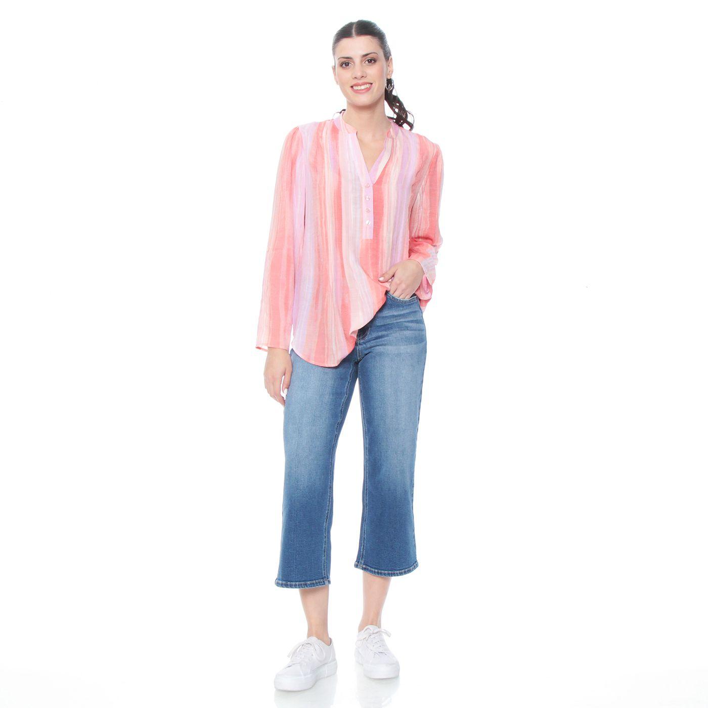 Blusa Manga Larga Listada Escote Mao-4