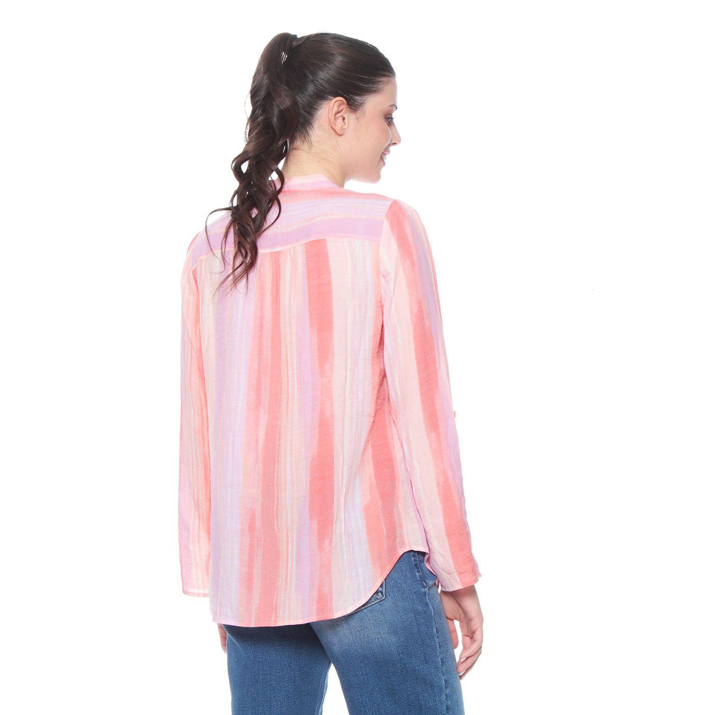 Blusa Manga Larga Listada Escote Mao-6