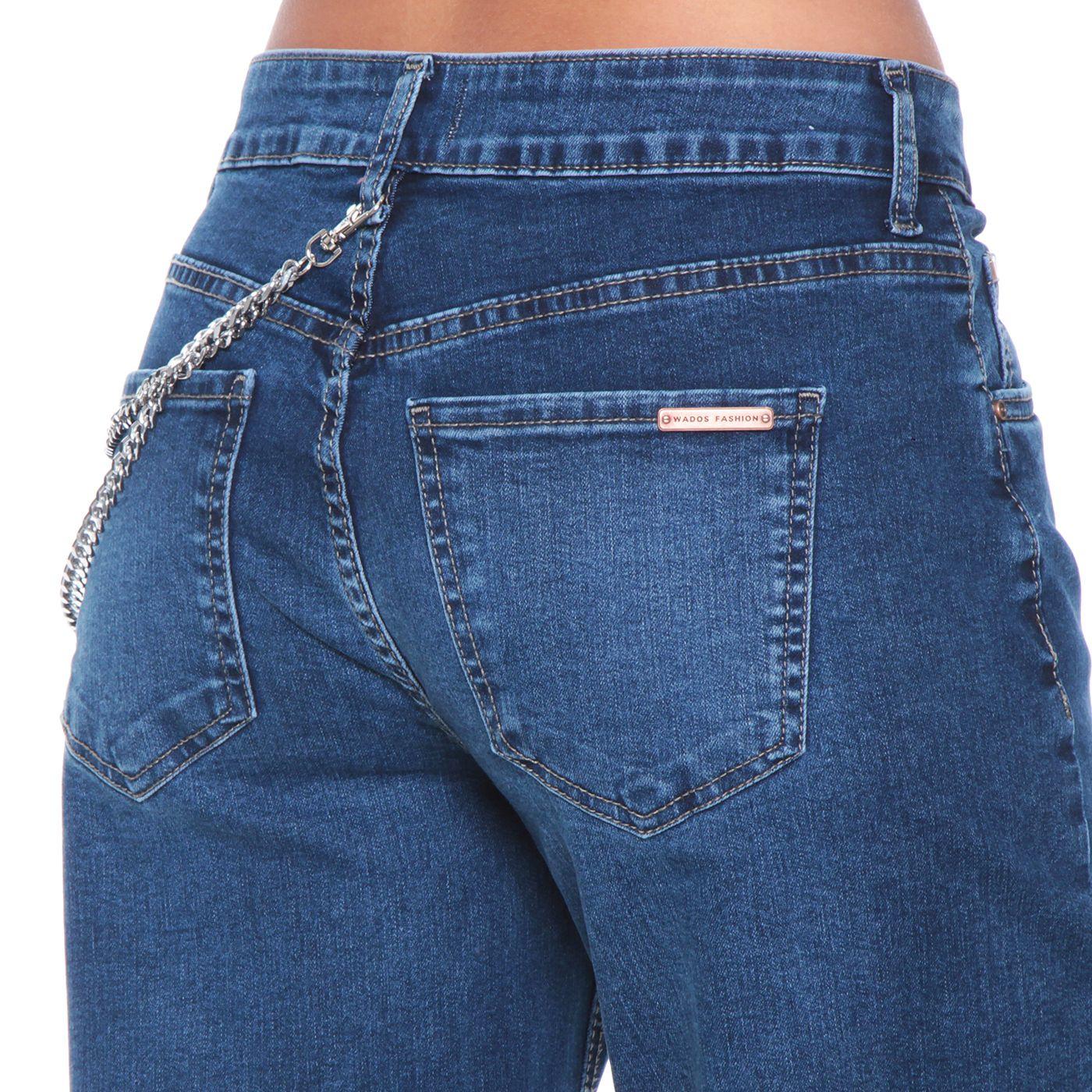 Jeans Recto Skater Tiro Alto Pretina Basica 1 Boton Aplicacion Cadena-6