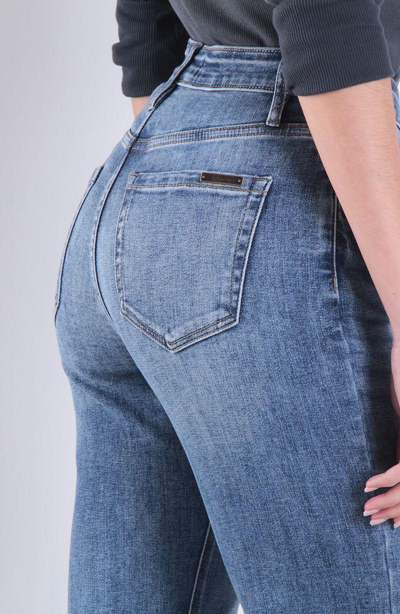 Jeans Recto Tiro Alto Pretina 1 Basica Boton-3