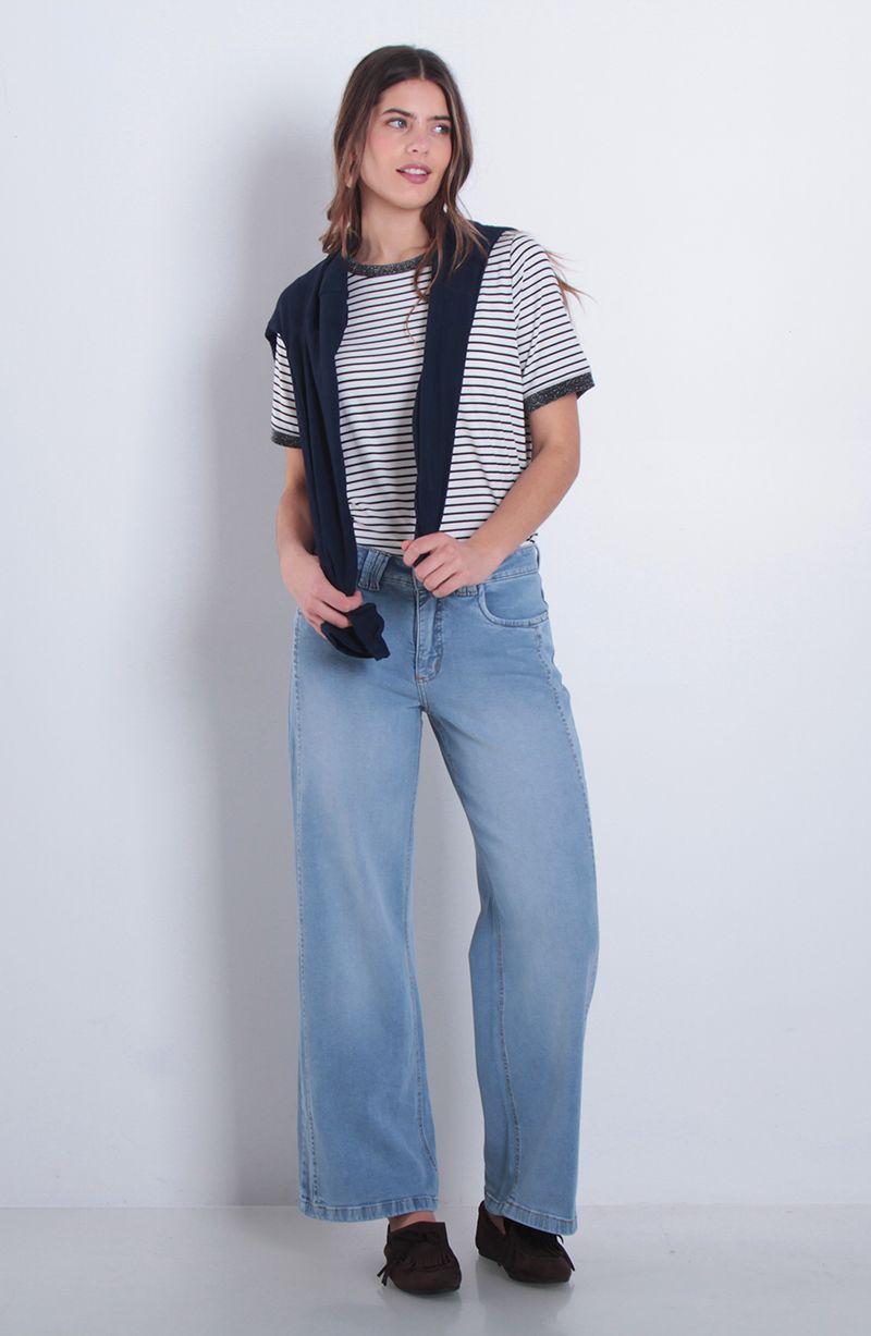 Jeans Wide Tiro Medio Pretina Basica Un Boton-3