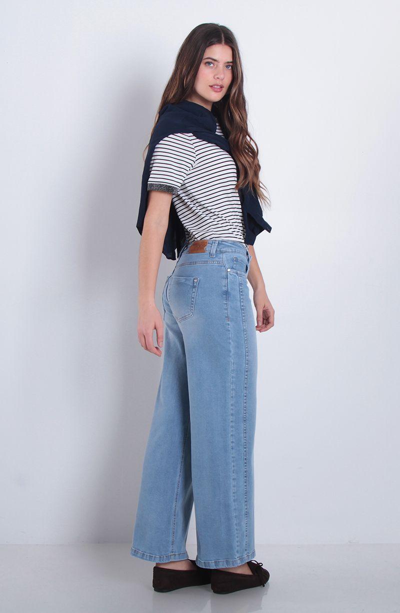 Jeans Wide Tiro Medio Pretina Basica Un Boton-8