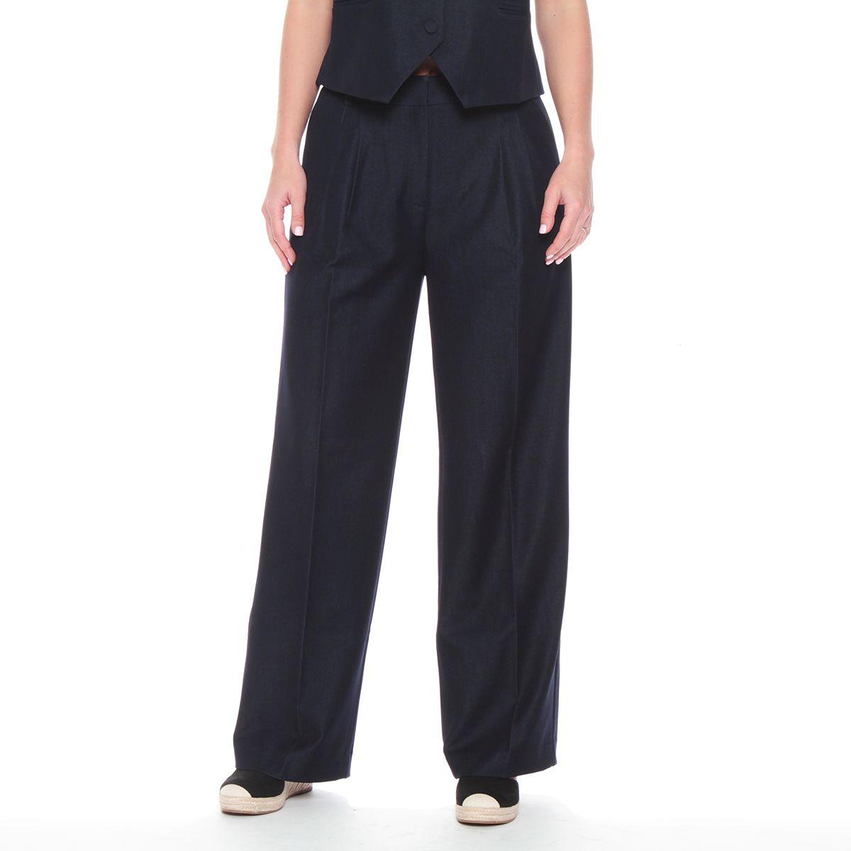Pantalon Tio Alto Pretina Basica Con Bolsillo Y Pinzas-0
