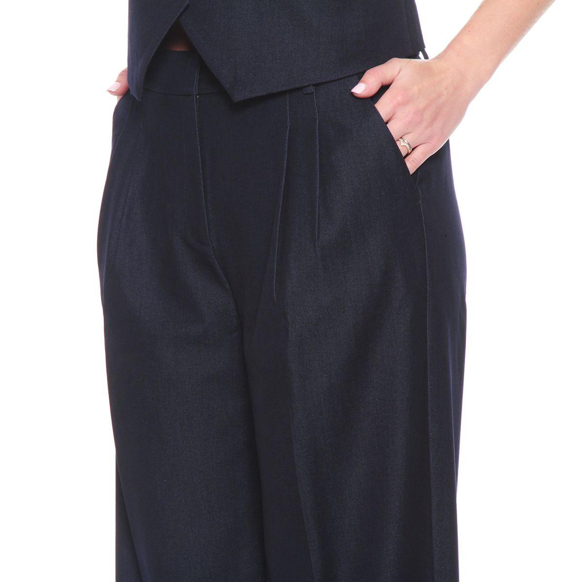 Pantalon Tio Alto Pretina Basica Con Bolsillo Y Pinzas-3