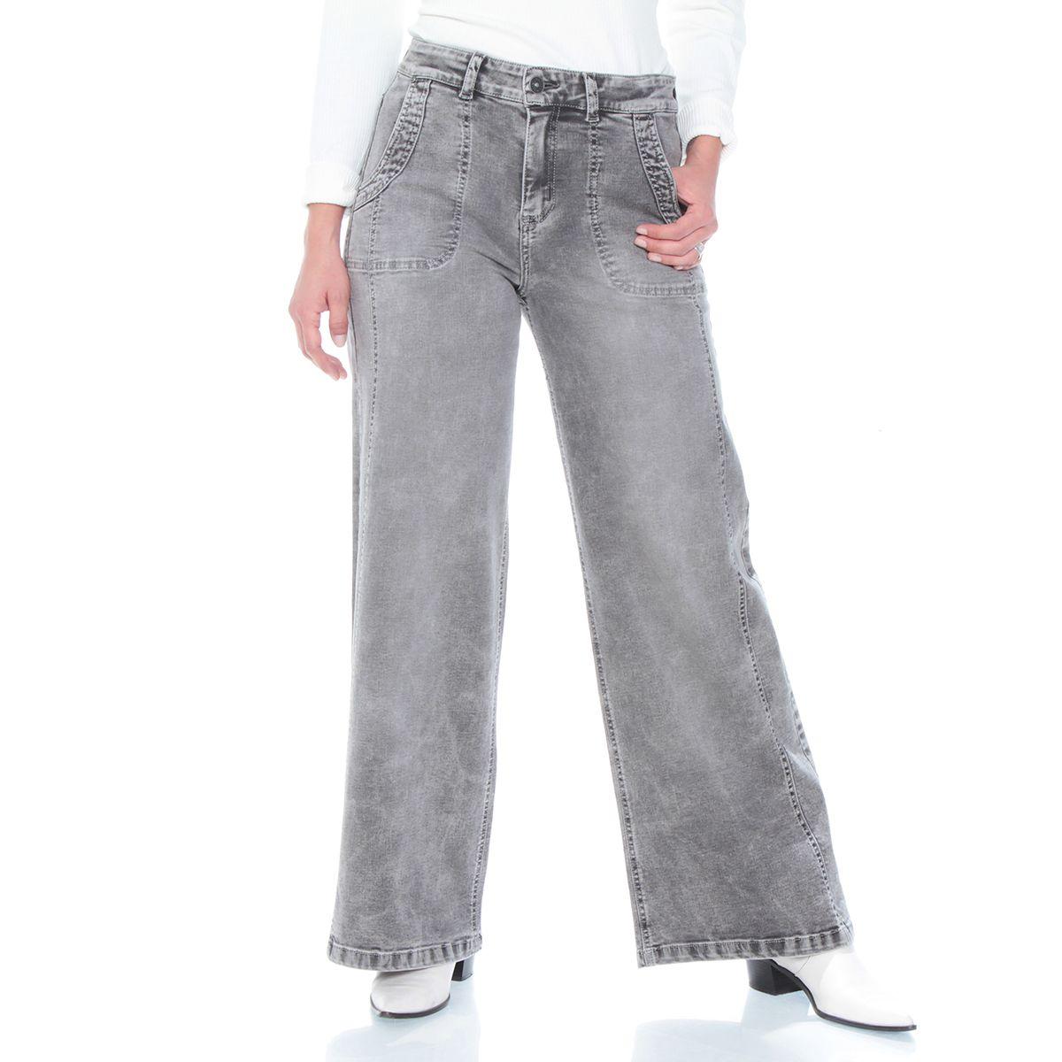 Jeans Wide Leg Cargo Tiro Alto Pretina Basica 1 Boton Costadillo-2