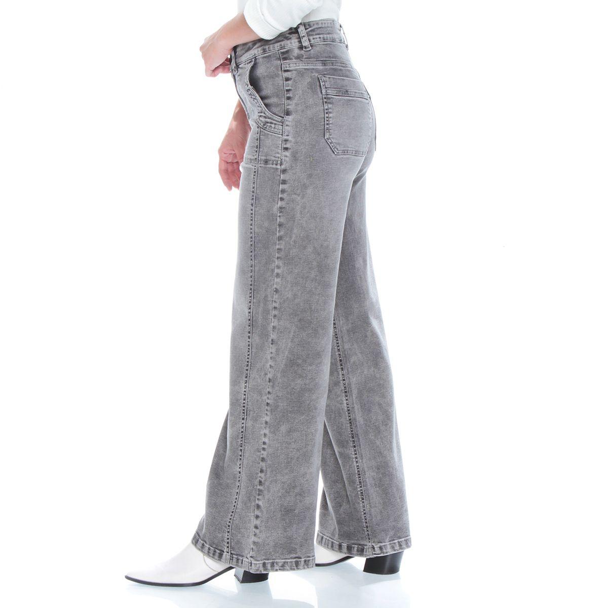 Jeans Wide Leg Cargo Tiro Alto Pretina Basica 1 Boton Costadillo-3