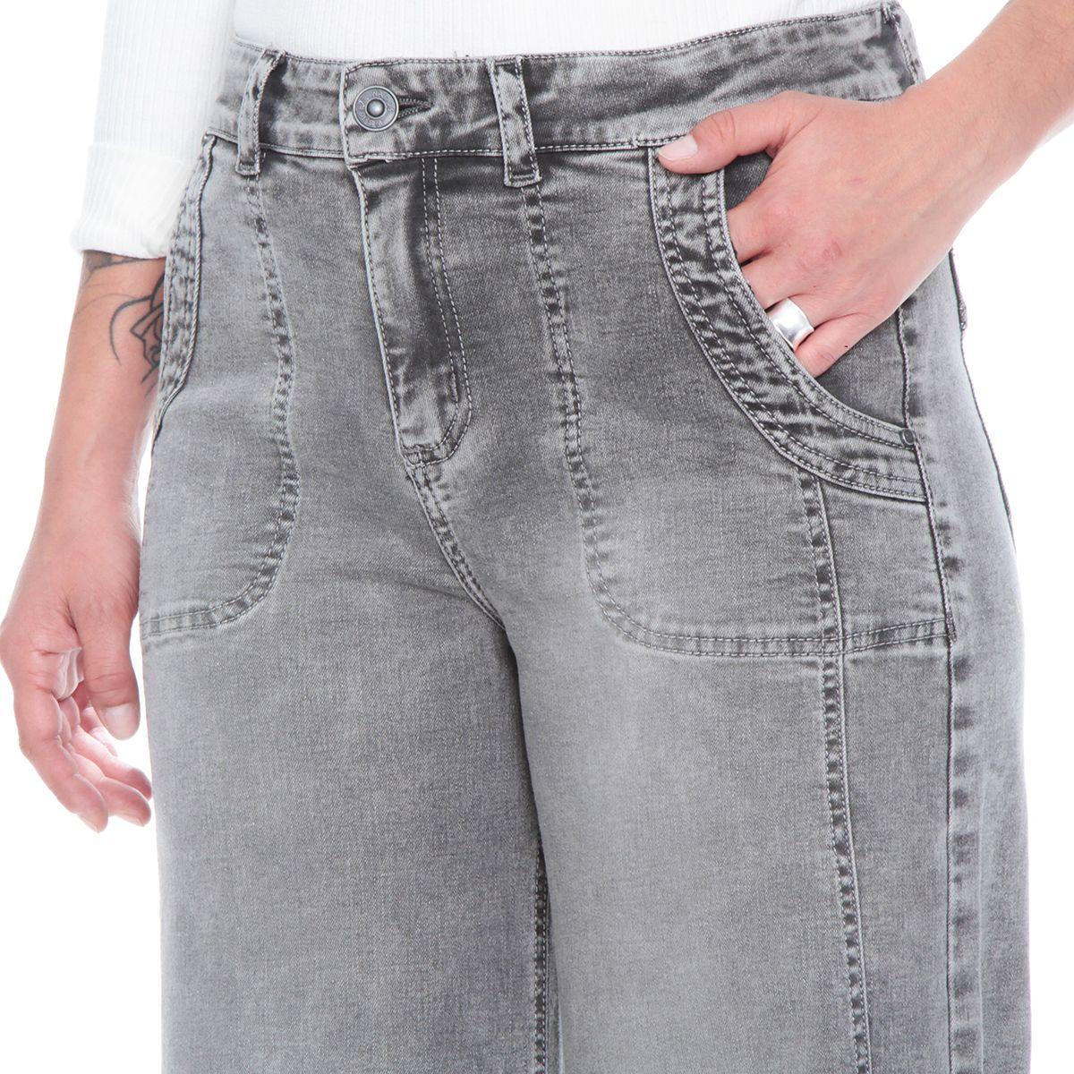 Jeans Wide Leg Cargo Tiro Alto Pretina Basica 1 Boton Costadillo-4