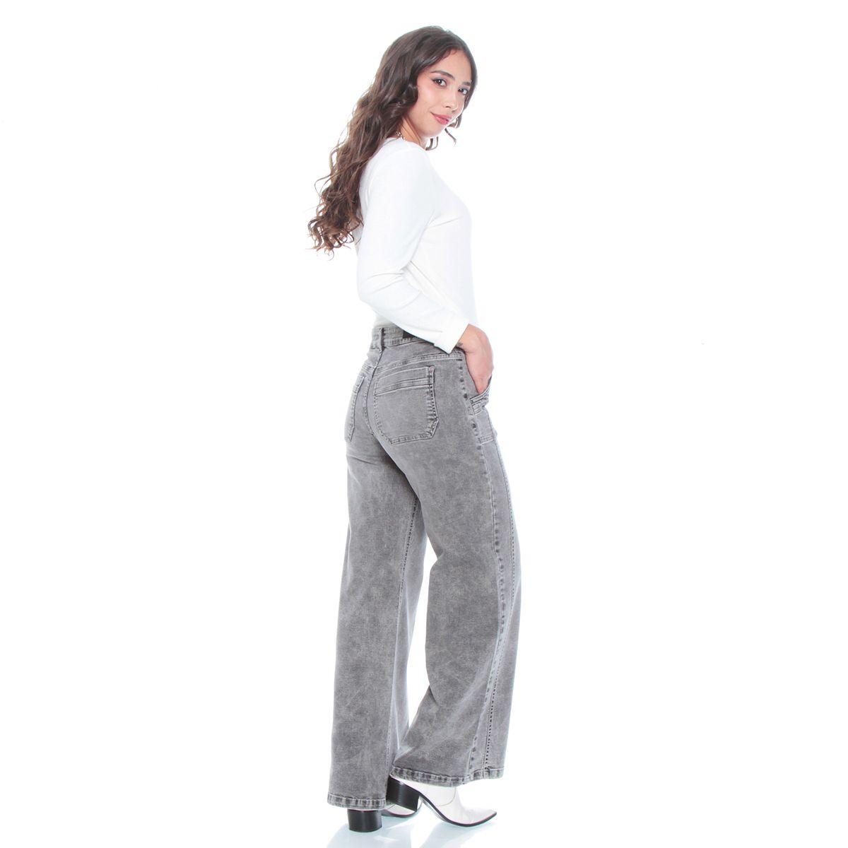 Jeans Wide Leg Cargo Tiro Alto Pretina Basica 1 Boton Costadillo-7