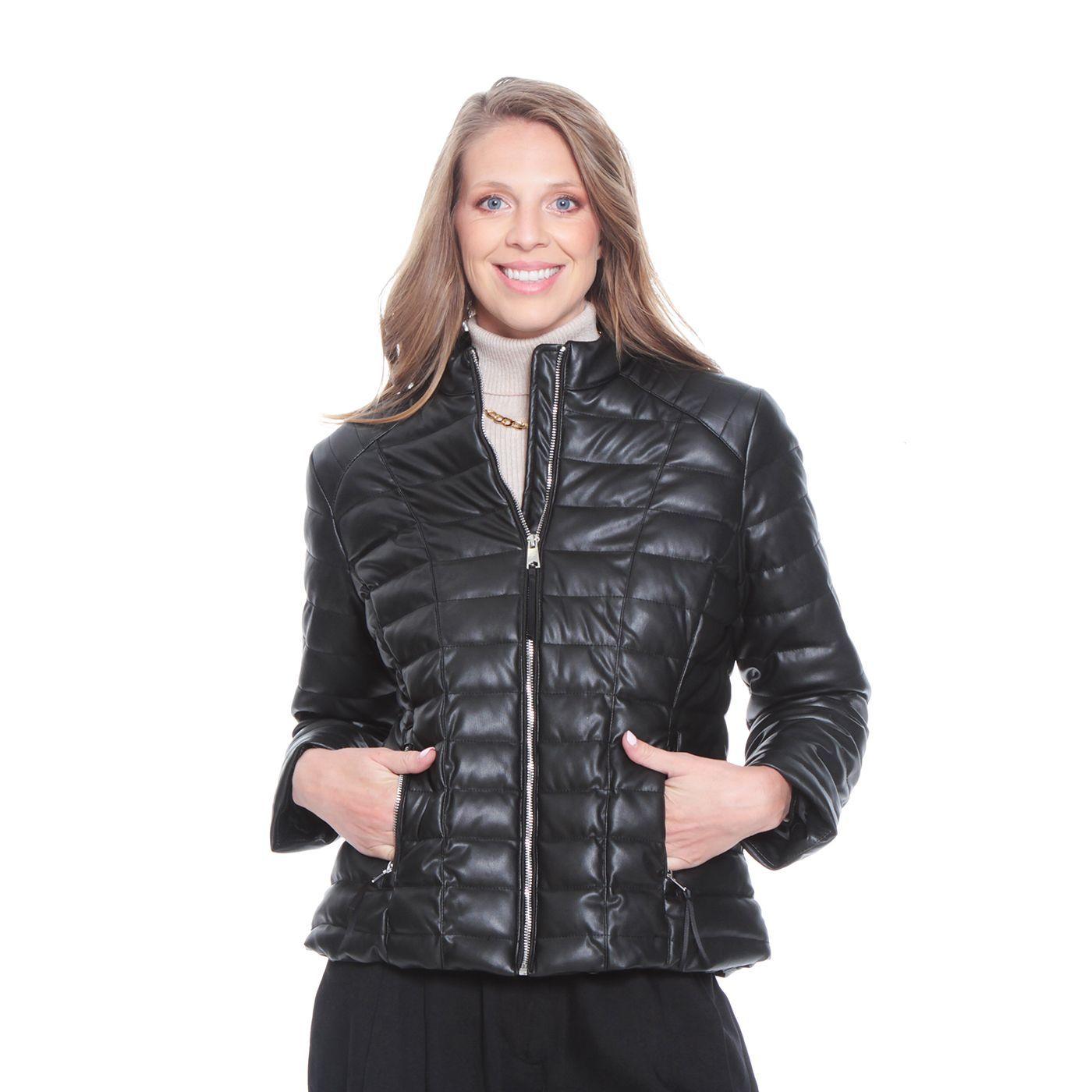 Chaqueta Manga Larga Cuero Ecologico Con Cuellomao-0